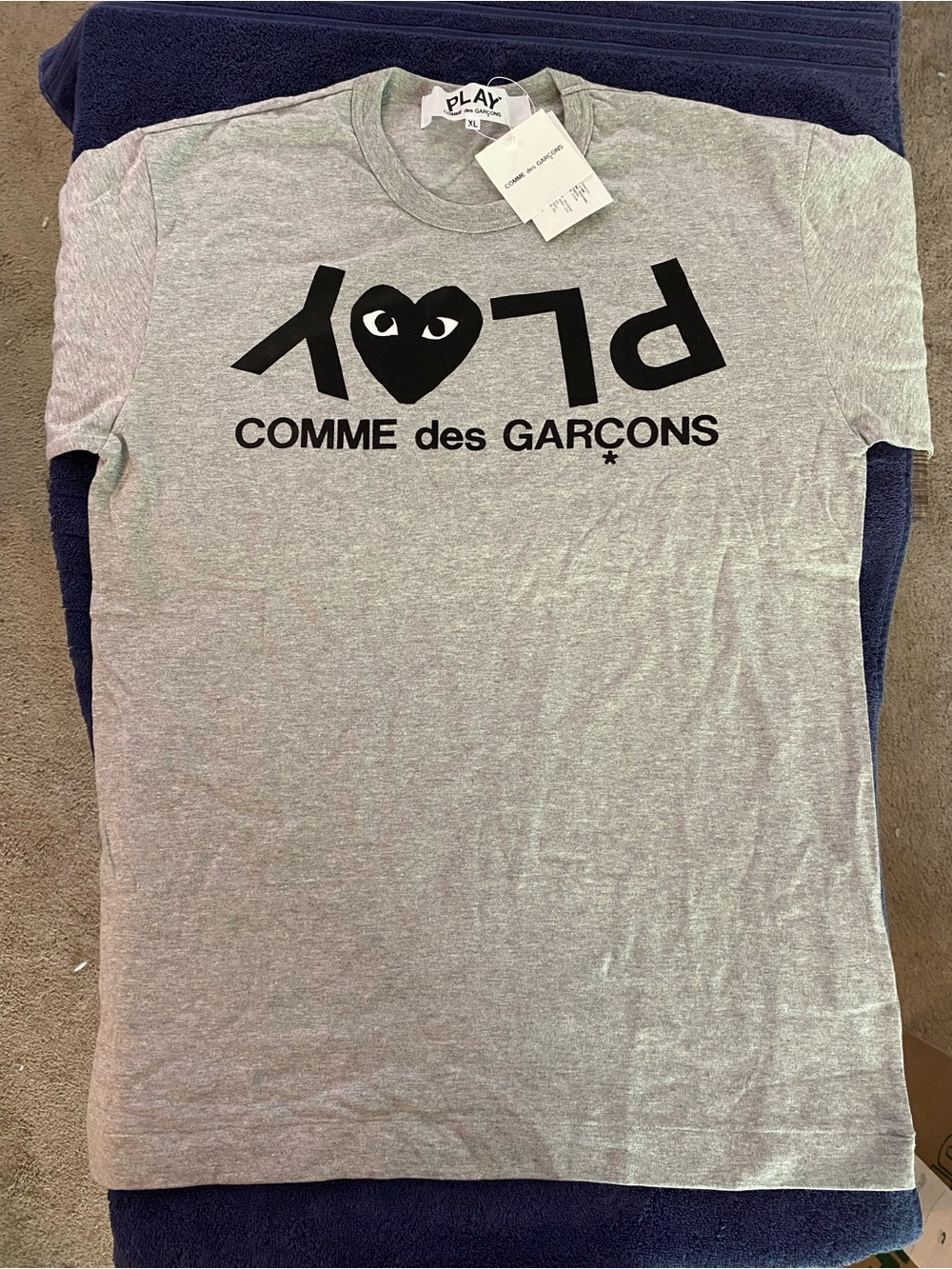 Comme des Garcons Gray PLAY Heart Logo Tee